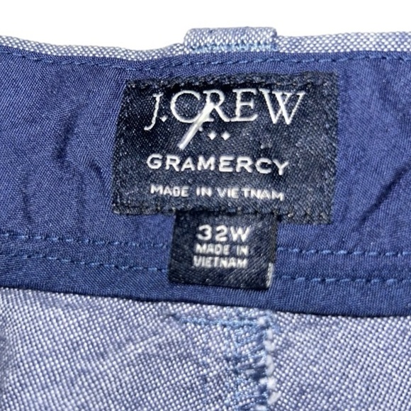 J.Crew Men's Gramercy Shorts Flat Front Blue Chambray Cotton Size 32W - Picture 7 of 7